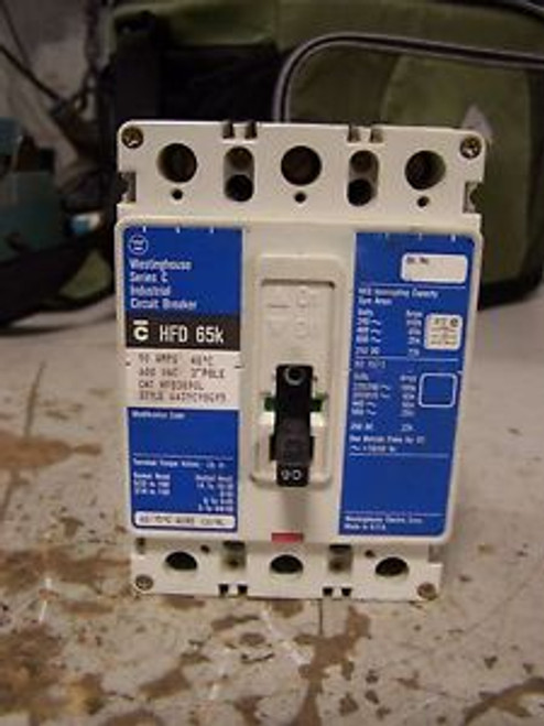 WESTINGHOUSE 90 AMP CIRCUIT BREAKER 600 VAC 3 POLE HFD3090L