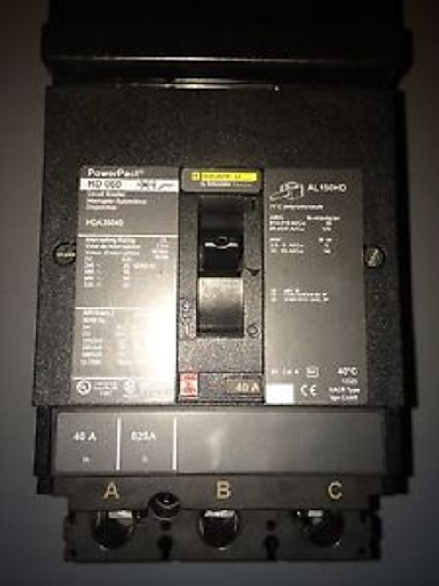 (1) Hda36040 Square D Three Phase Power Pact Circuit Breaker