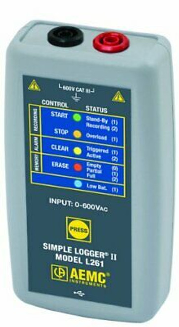 Aemc-212605 L261 Single-Channel Ac Voltage Simple Logger Ii Resistance 600V A...