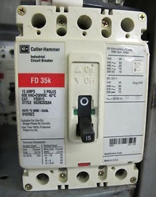 Cutler Hammer FD3015 15 Amp 35K Circuit Breaker, Red Label