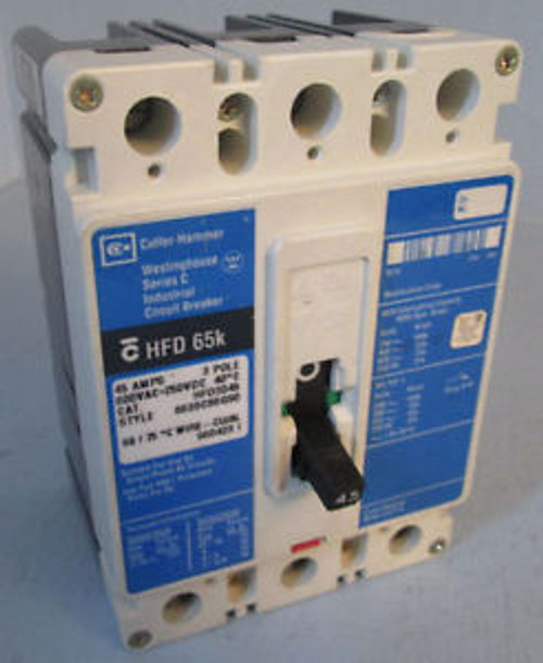 Cutler-Hammer HFD3045 45 Amp Breaker Glossy 600V HFD HFD3045L 45A Westinghouse