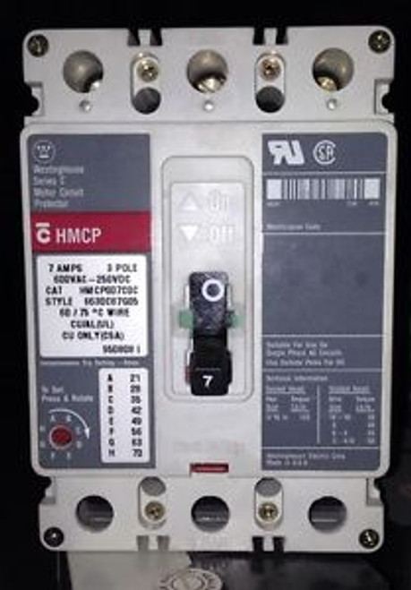 HMCP007C0C Cutler Hammer Breaker 7 AMP, 600 VOLT, 3-POLE