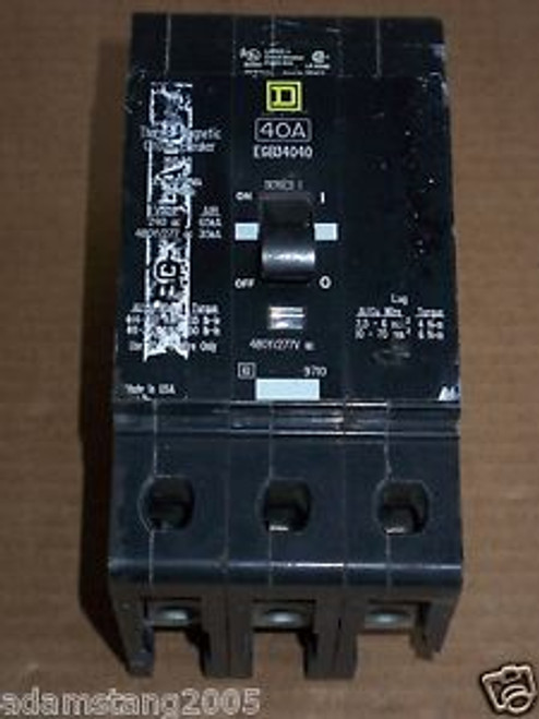 Square D EGB 3 pole 40 amp 480Y/277v EGB34040 Circuit Breaker Chipped