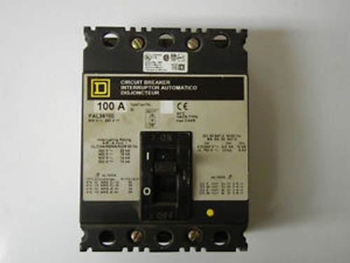 SQUARE D FAL36100 USED 100A CIRCUIT BREAKER FAL36100