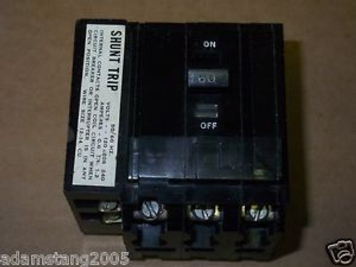 Square D QOB QOB3601021 3 pole 60 amp SHUNT TRIP Circuit Breaker USED BOLT ON