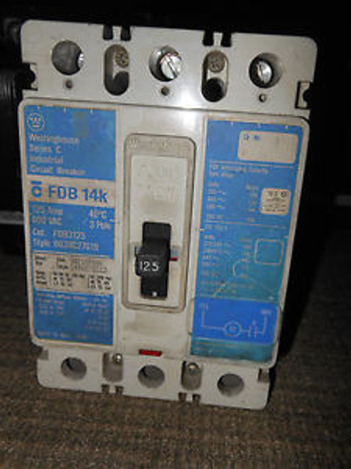 Westinghouse cutler hammer FDB3125 circuit breaker 3p 125amp 600v 1 yr warranty