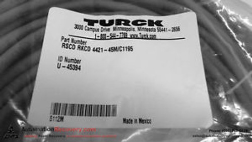 Turck Rscd Rkcd 4421-45M/C1195 4 Pole Double Ended Cordset Male/Female, New