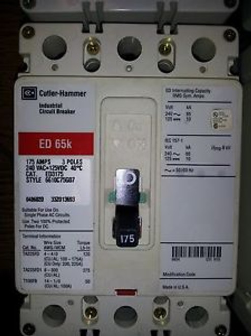 Cutler-Hammer 175A, 3P   Circuit Breaker Cat  ED3175