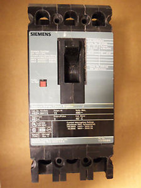 Siemens HED4 3 pole 15 amp 480v HED43B015 Circuit Breaker HED