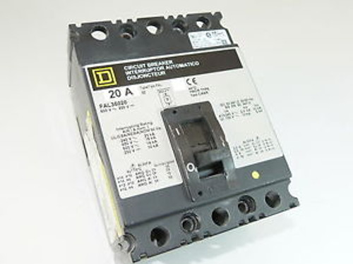 Used Square D FAL36020 3p 20a 600v Circuit Breaker 1-yr Warranty