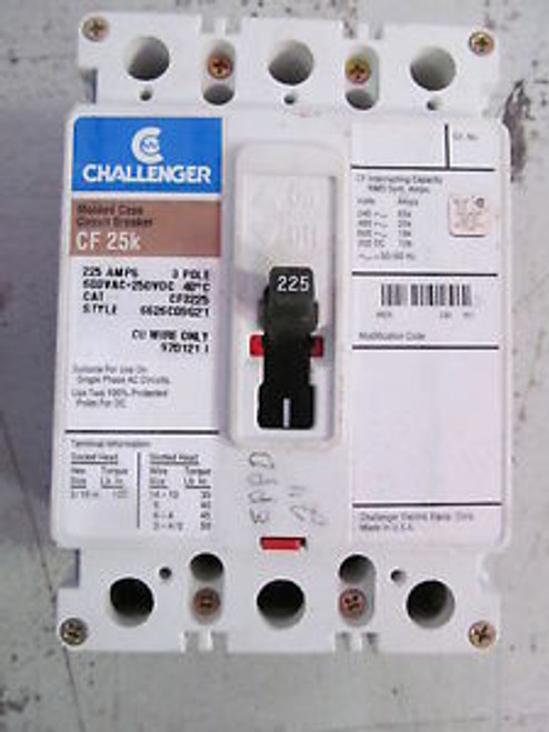 Challenger CF3225 Circuit Breaker 225 Amp 3 Pole 600 V