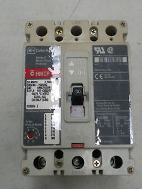 CUTLER HAMMER 30 AMP 600 VAC TYPE HMCP BREAKER HMCP030H1