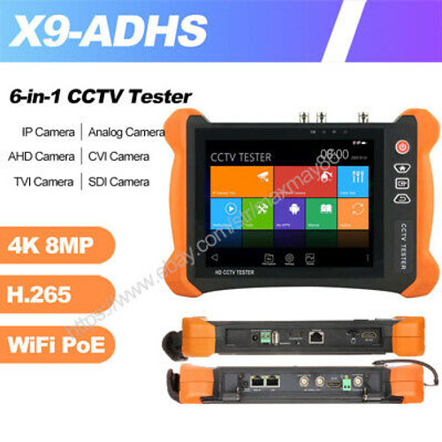 8In 4K Touch Screen Ahd Cvi Tvi Sdi Wifi Poe H.265 Ip Camera Cctv Tester X9-Adhs