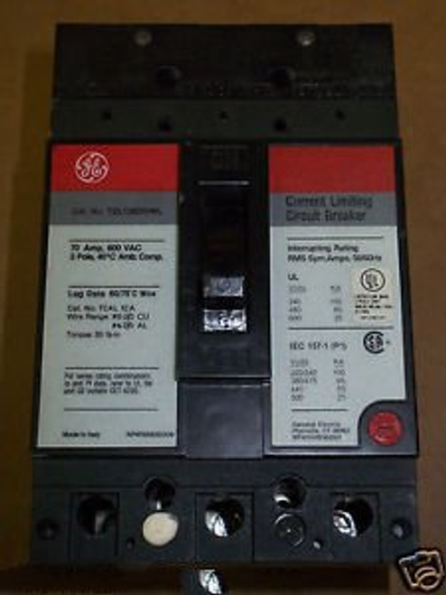 GE TEL 3 pole 70 amp 600v TEL136070WL Current Limiting Circuit Breaker