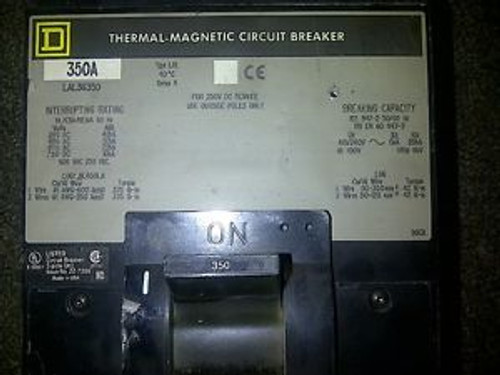 Square D 350 Amp 600 V 3 Pole, Molded Case Circuit Breaker type LAL