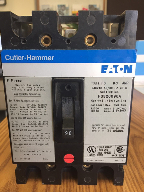 Eaton Cutler Hammer FS320090A circuit breaker 90 amp 240 volt 3 pole FS320090A