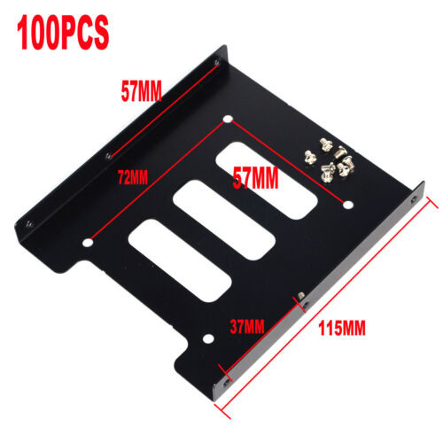 100Pcs 2.5" Ssd Hdd Hard Drive To 3.5" Steel Caddy Tray Mounting Bracket