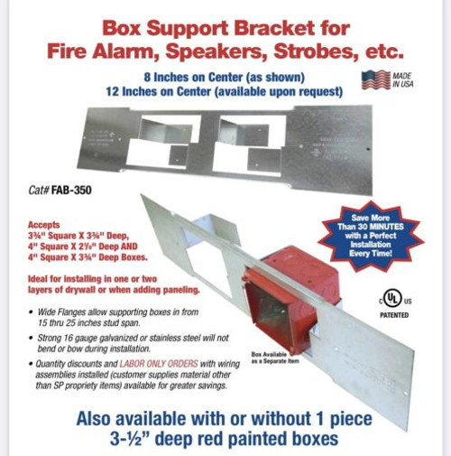 (C)(Box Of 25) Fab-350 Fab Bracket S-P Products Support For Fire Alarm Speaker⚡️