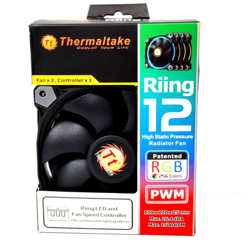 Thermaltake Fans Cl-F042-Pl12Sw-B Riing 12 Rgb 120Mm Rgb Led Fan (3 Pack) Unused