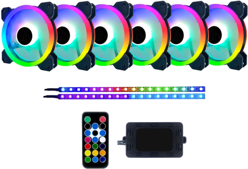 Rgb 120Mm Dual-Ring Led Fan W/ Remote, Anti-Vibration Pads & Magnetic Led Strips