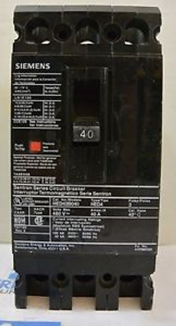SIEMENS HED43B040 HED4 Circuit Breaker 3P 40a 480v GOOD