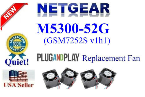 Set Of 4X Quiet Replacement Fans Netgear Prosafe M5300-52G (Gsm7252S V1H1)