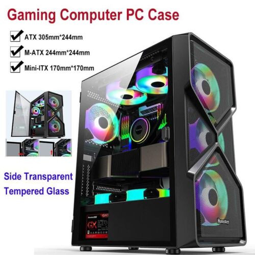 Atx M-Atx Mini-Itx Gaming Computer Pc Case With Side Transparent Tempered Glass