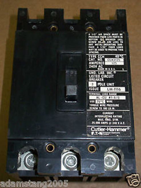 Cutler Hammer CCH 3 pole 125 amp 240v CCH3125 Circuit Breaker