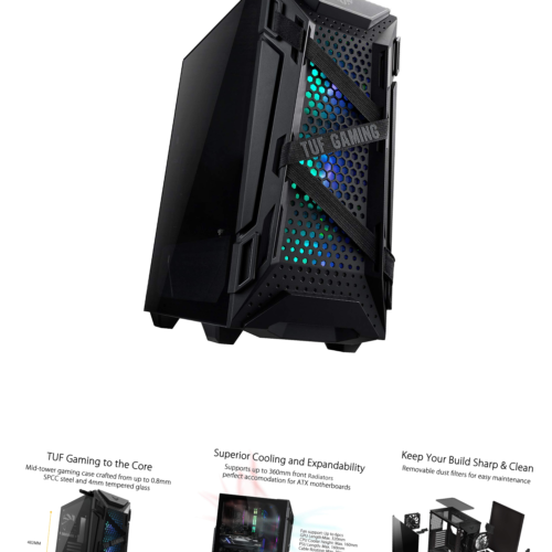 Asus Tuf Gaming Gt301 Mid-Tower Compact Case For Atx Motherboards With Honeyc...