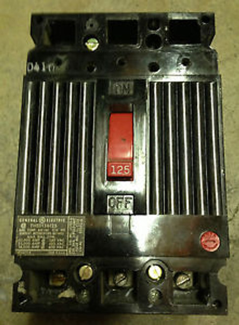 GENERAL ELECTRIC THED136125 3 POLE 125 AMP 600 VOLT BOLT IN OLD STYLE BREAKER