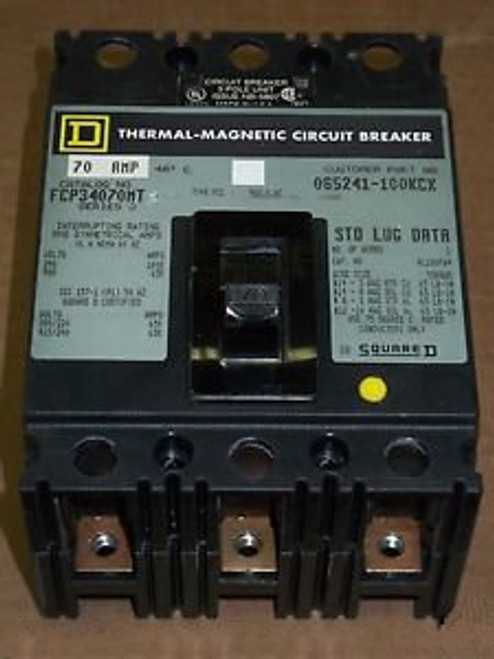 Square D FCP 3 pole 70 amp 480v FCP34070MT Circuit Breaker Gray Label