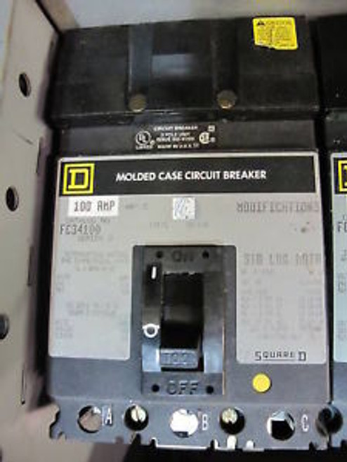 SQD FC34100 3 POLE 100 AMP 480 VOLT 65kA I LINE Circuit Breaker