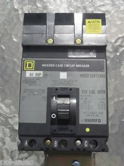 Square D FA32080 1 Line 80 Amp Molded Case Circuit Breaker 3 Pole 240V