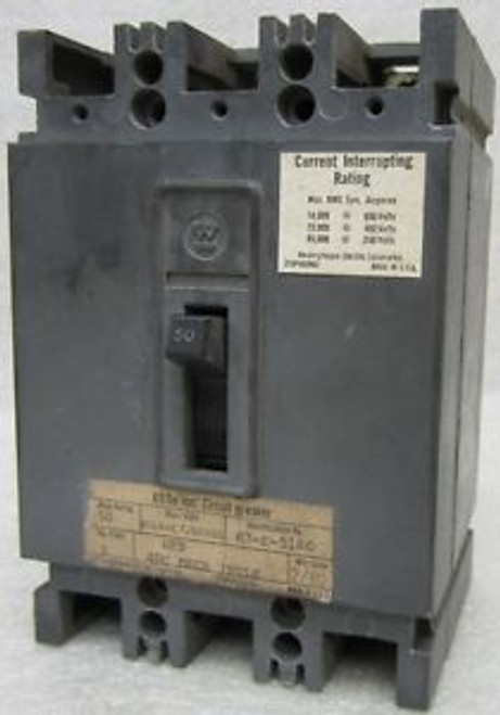 WESTINGHOUSE  HFB2050  600 VAC  50 Amp   2 Pole CIRCUIT BREAKER