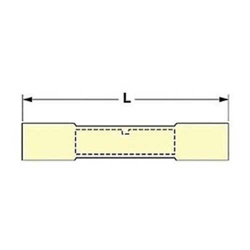 Butt Splice Connector, Yellow, 12-10, Pk250