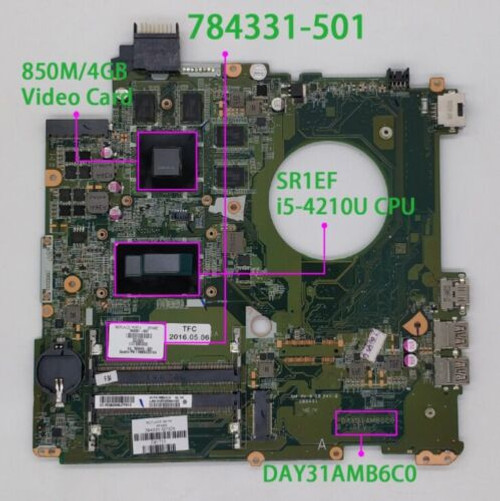 For Hp Laptop Envy 15-K Series With 850M/4Gb I5-4210U Motherboard 784331-501