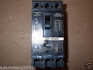 ITE siemens E6-A E63A002 2 AMP 3 POLE CIRCUIT BREAKER CHIPPED