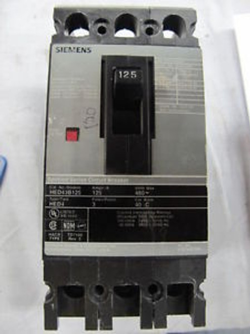 Siemens HED43B125 3 POLE 125 AMP 480 Circuit Breaker