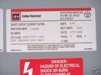 Cutler Hammer/Westinghouse HBS17371-A01, 225 Amp 277/480 Volt 4 Wire Bus Duct