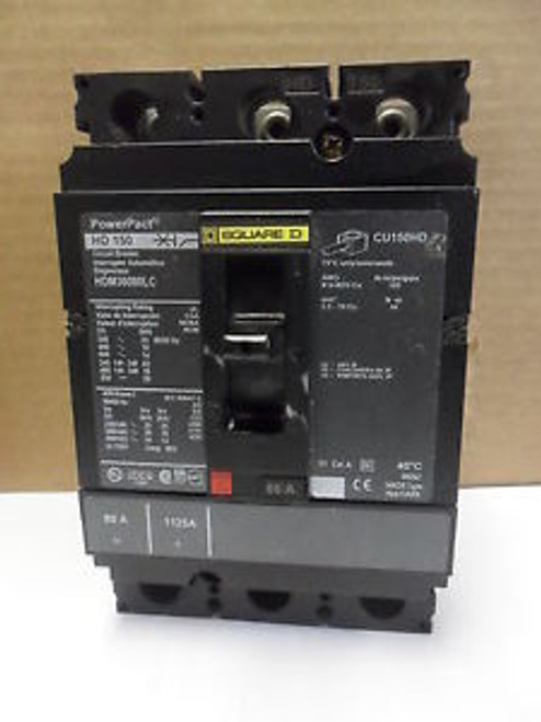 Square D  HDM36080LC  3 Pole 80 Amp 600V  PowerPact HD 150 Circuit Breaker