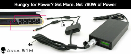 Single 780W Ac Adapter; 110V-250V; For Alienware Area 51M/51M R2; Dual Plugs