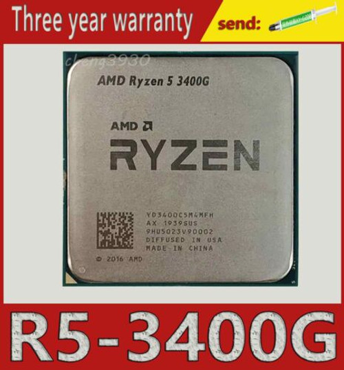Amd Ryzen R5 3400G Am4 R5 3400G Zen+ 3.7Ghz/4Mb Quad-Core Cpu Processor