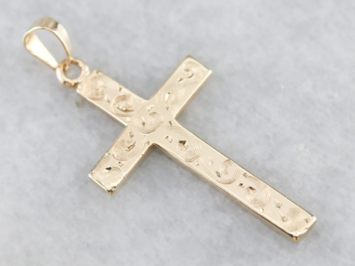 Etched Yellow Gold 1940'S Cross