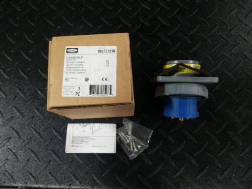 New Hubbell Hbl520B9W Flanged Inlet Watertight 4 Pole 5 Wire 20A 3Ph 120/208V