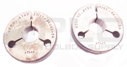 Set Of 2 Atlas 27/32-24Uns-3A Thread Ring Gages Go Pd.8167 Nogo Pd.8136