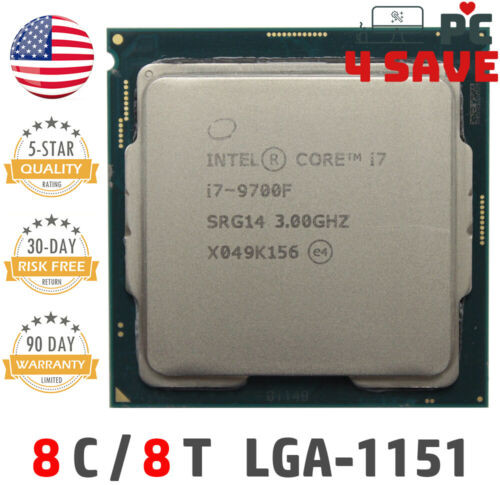 9Th Gen Intel Core I7-9700F 3.0Ghz (Turbo 4.7Ghz) 8-Core 12M Lga-1151 Cpu Srg14