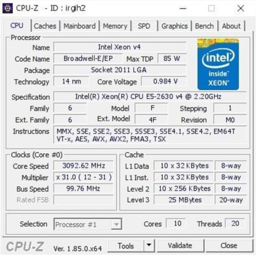 Intel Xeon E5-2630V4 Oem/Retail - 10 Cores 20 Threads