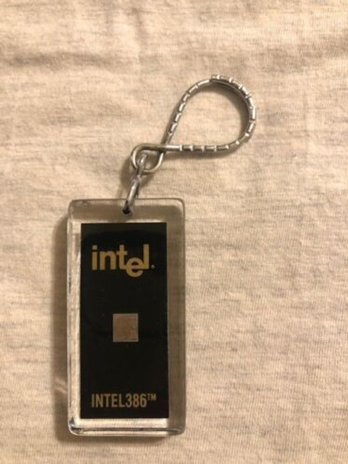 Intel 386 486 Chip Rare Vintage Collectible Keychain Key Holder Mint Condition