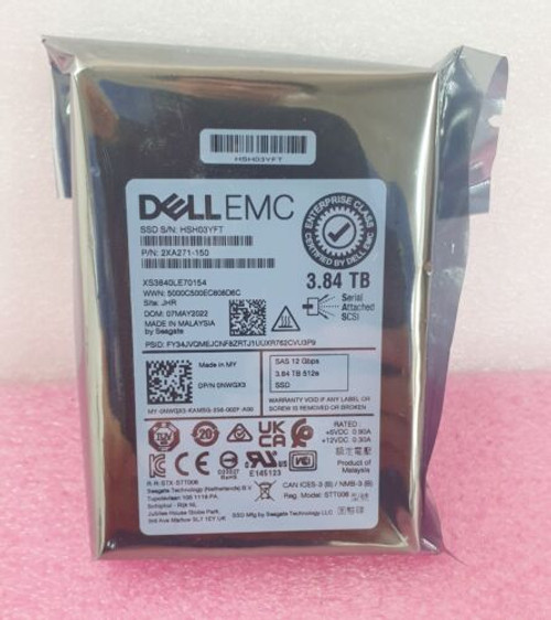 New Dell Emc  3.84Tb Sas 12Gbps 512E Ssd Nwgx3  2Xa271-150