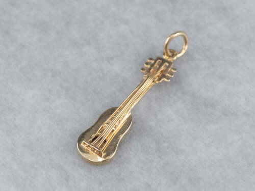Gold Acoustic Guitar Charm Or Pendant